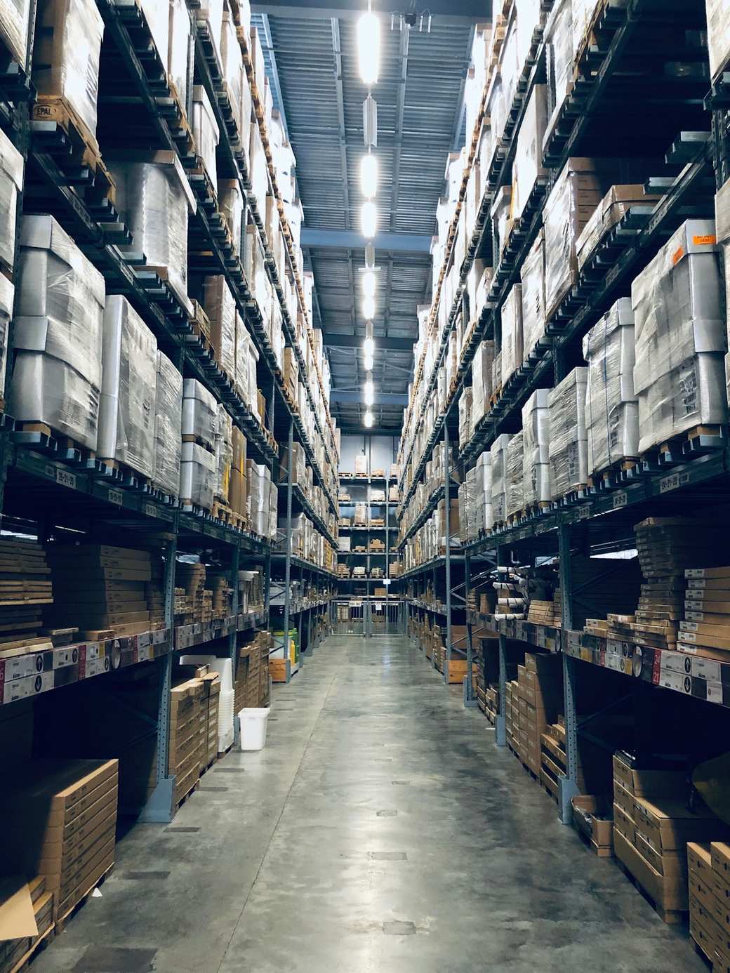Warehouse stock and inventory shelves